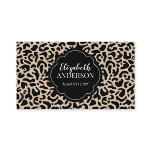 Professional Leopard Print Hair Stylist Business Card