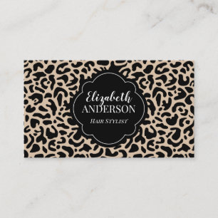 Professional Leopard Print Hair Stylist Business Card