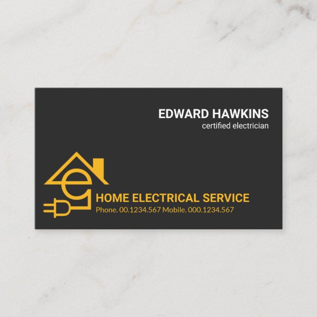 Professional Letter E Electrician Home Power Plug Business Card (Front)