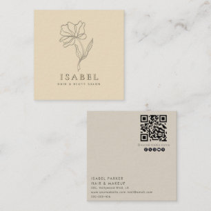 Professional letterpress abstract floral Qr code Square Business Card