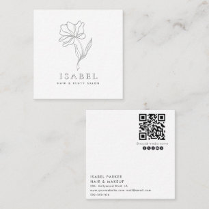 Professional letterpress abstract floral Qr code Square Business Card