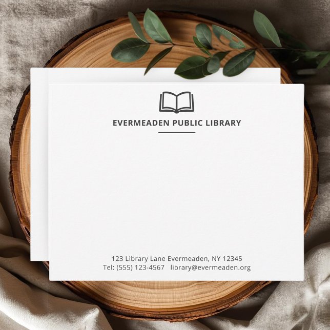 Professional Library Name Minimalist Note Card (Creator Uploaded)