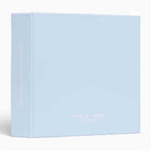 Professional light blue custom name title elegant 3 ring binder