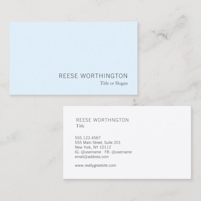Professional Light Blue Modern  Business Card (Front/Back)