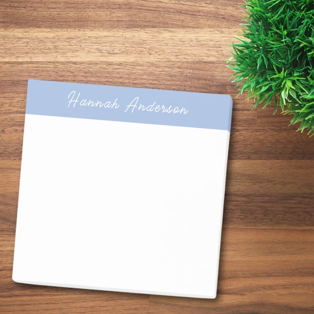 Professional Light Blue Monogram Full Name Post-it Notes (Creator Uploaded)