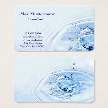 Professional Light Blue Water Splash Business Card Professional Light Blue Water Splash Business Card