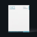 Professional Light & Dark Teal Letterhead<br><div class="desc">© 2014 Socialite Designs. Light teal blue (#40A4BB) and dark teal blue (#003344) color letterhead design elements create an elegant, yet modern, business letterhead design. We have included initials (monogram) for you to create your own personalized logo. All design elements can be moved, resized, rotated or deleted to suit your...</div>