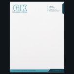 Professional Light & Dark Teal Letterhead Template<br><div class="desc">© Socialite Designs. Light blue (#40A4BB) and dark blue (#003344) color letterhead design elements create an elegant, yet modern, business letterhead design. We have included initials (monogram) for you to create your own personalized logo. All design elements can be moved, resized, rotated or deleted to suit your requirements. By customizing,...</div>