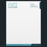 Professional Light & Dark Teal Letterhead Template<br><div class="desc">© Socialite Designs. Light blue (#40A4BB) and dark blue (#003344) color letterhead design elements create an elegant, yet modern, business letterhead design. We have included initials (monogram) for you to create your own personalized logo. All design elements can be moved, resized, rotated or deleted to suit your requirements. By customizing,...</div>