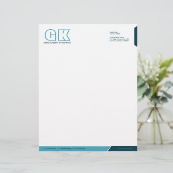 Professional Light & Dark Teal Letterhead Template by SocialiteDesigns at Zazzle