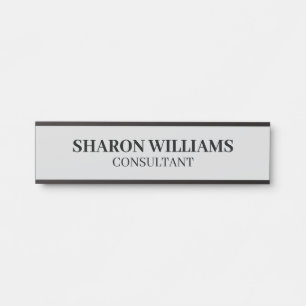Professional Light Gray Name Title Employee Door Sign