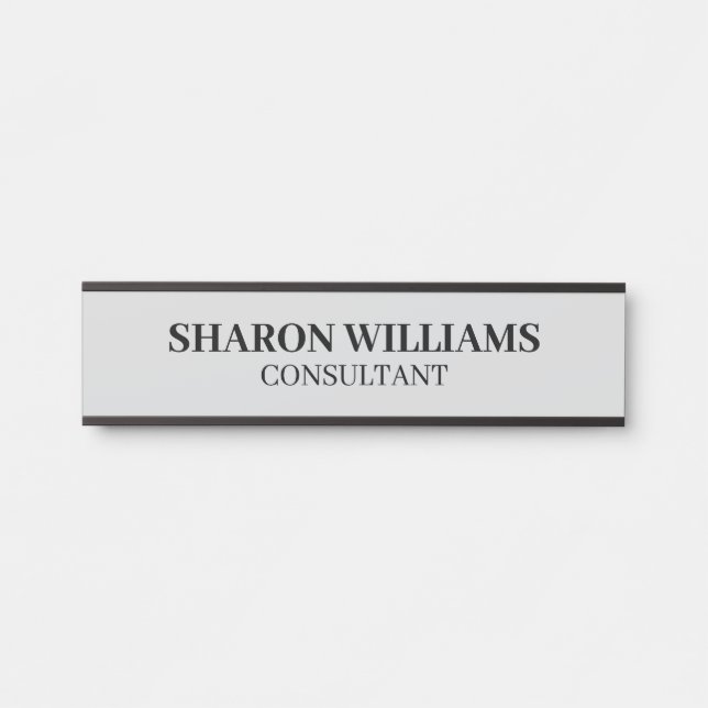 Professional Light Gray Name Title Employee Door Sign (Front)