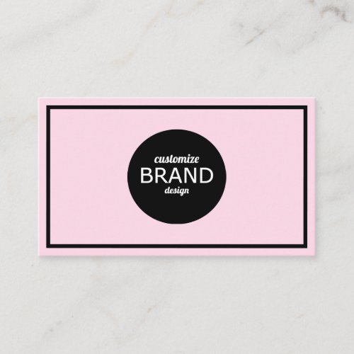 Professional Light Pink Black Border Minimalist   Business Card