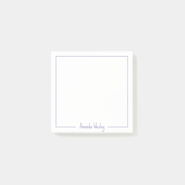 Professional Light Purple Monogram Full Name Post-it Notes (Front)