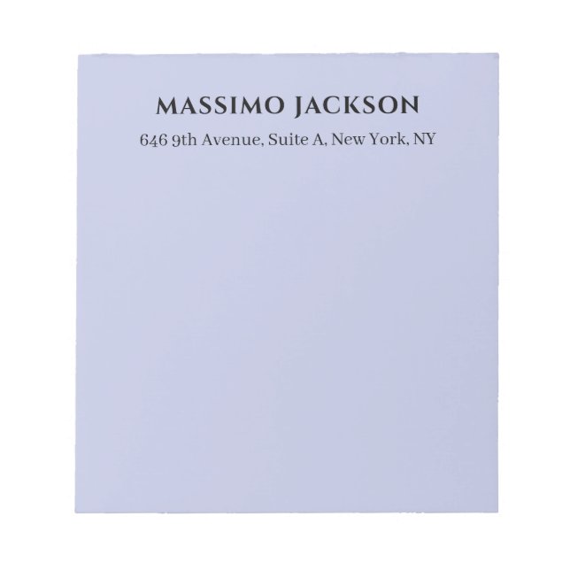 Professional lilac color modern minimalist name notepad (Front)
