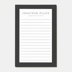 Professional Lined Black & White Name Post-it No Post-it Notes