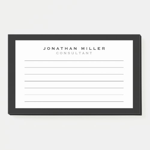Professional Lined Black  White  Name Post_it Notes