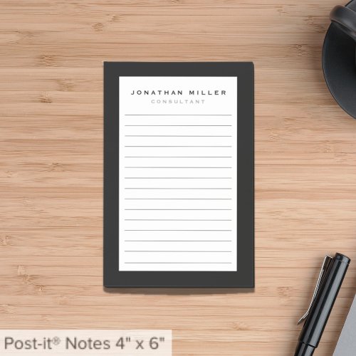 Professional Lined Black White  Name Post_it Notes