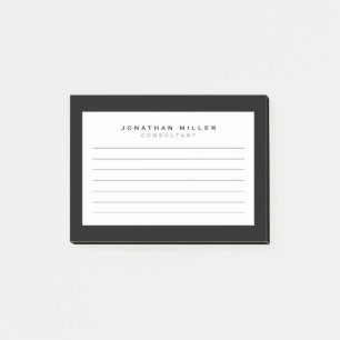Professional Lined Black & White Name Post-it Notes