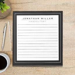 Professional Lined Black White | Name Title Notepad