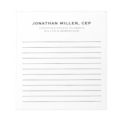 Professional Lined Name Title Company Notepad