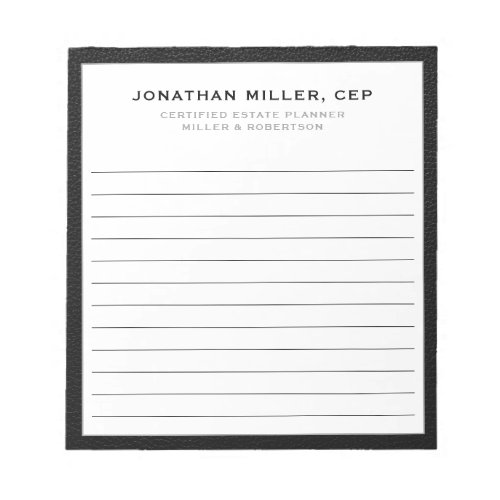 Professional Lined Name Title Company Notepad