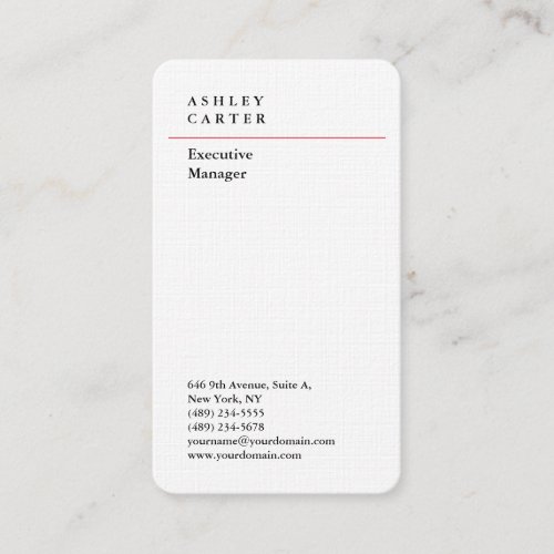 Professional linen elegant plain minimalist modern business card