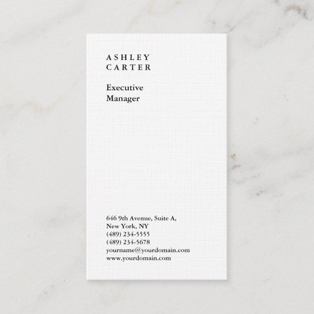 Professional linen elegant plain minimalist modern business card (Front)
