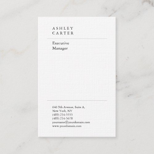 Professional linen elegant plain minimalist modern business card