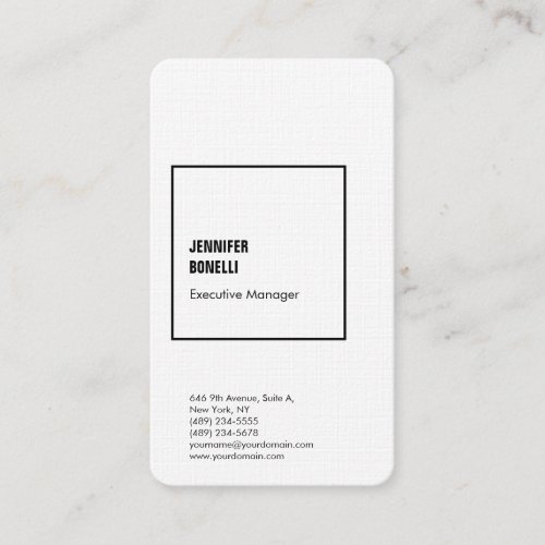 Professional linen minimalist modern black  white business card