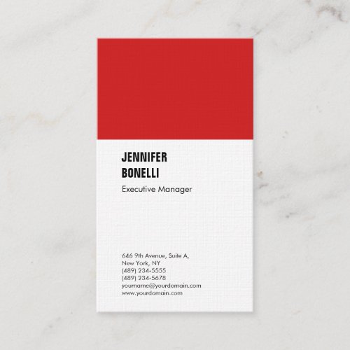 Professional linen minimalist red white plain business card