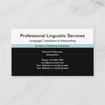 Professional Linguistic Services Translator Business Card by Luckyturtle at Zazzle