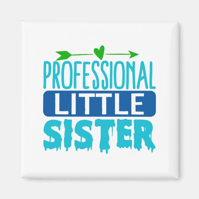 Professional Little Sister Blue Paint Drip Magnet (Front)