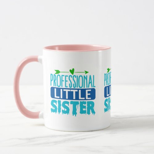 Professional Little Sister Blue Paint Drip Mug