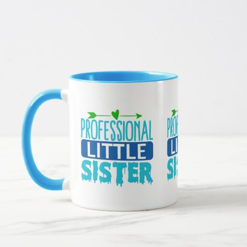 Professional Little Sister Blue Paint Drip Mug