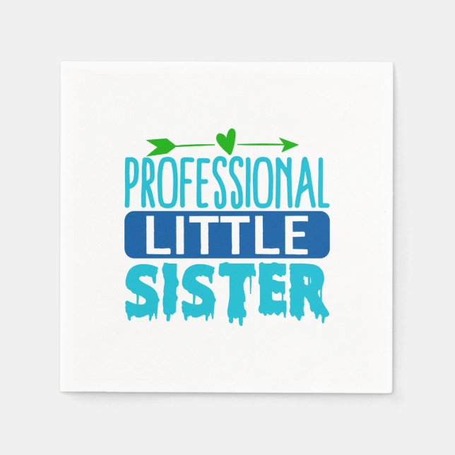 Professional Little Sister Blue Paint Drip Napkins (Front)