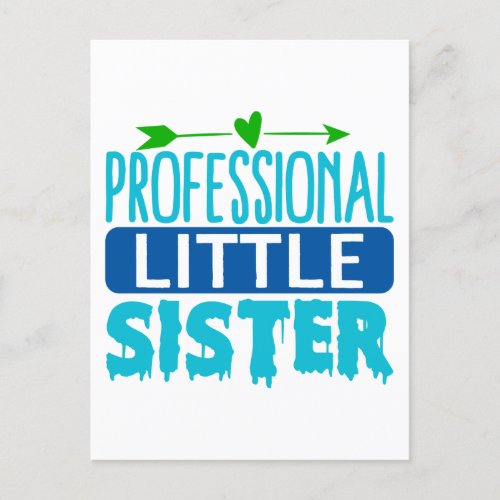 Professional Little Sister Blue Paint Drip Postcard