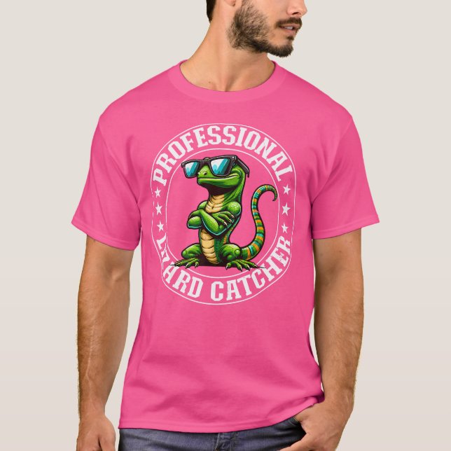 Professional Lizard Catcher Funny Gecko Lizard Hun T-Shirt (Front)