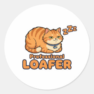 Professional Loafer Funny Sleeping Cat Classic Round Sticker