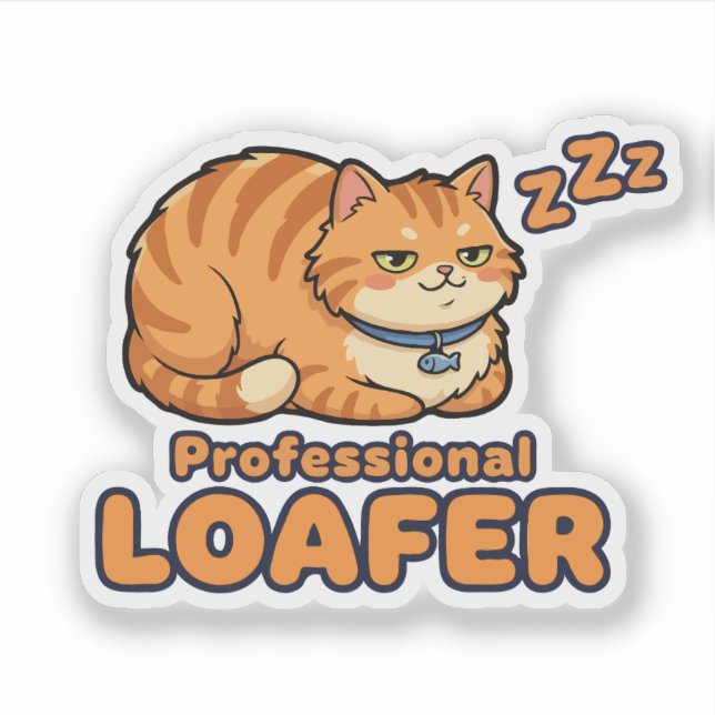 Professional Loafer Funny Sleeping Cat Sticker (Front)