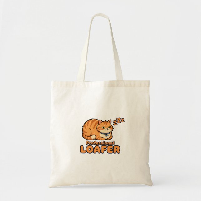 Professional Loafer Funny Sleeping Cat Tote Bag (Front)