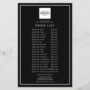 Professional Logo Black Beauty Price Service List Flyer