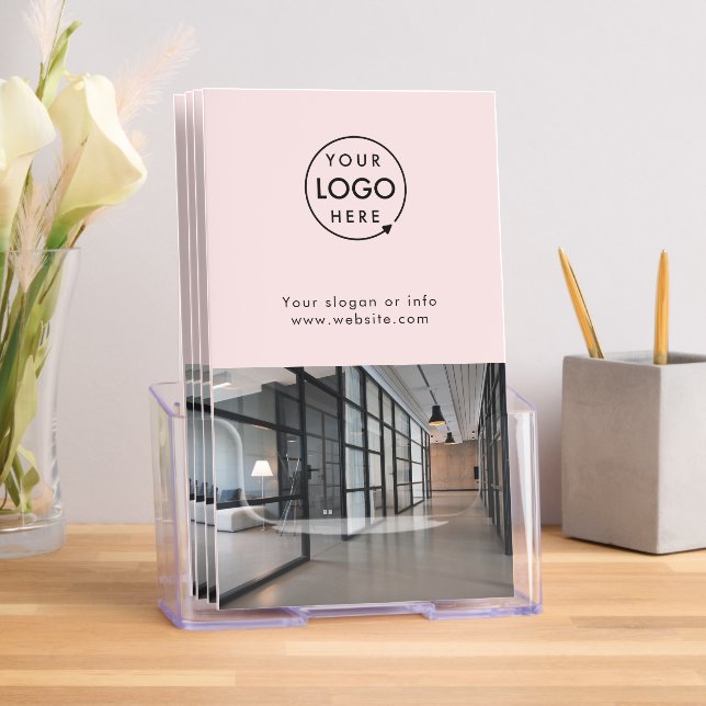 Professional Logo Blush Pink Business Trifold Brochure (Insitu)