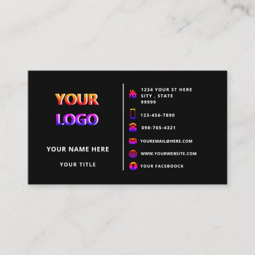 Professional Logo Design Corporatie Custom _ Black Business Card