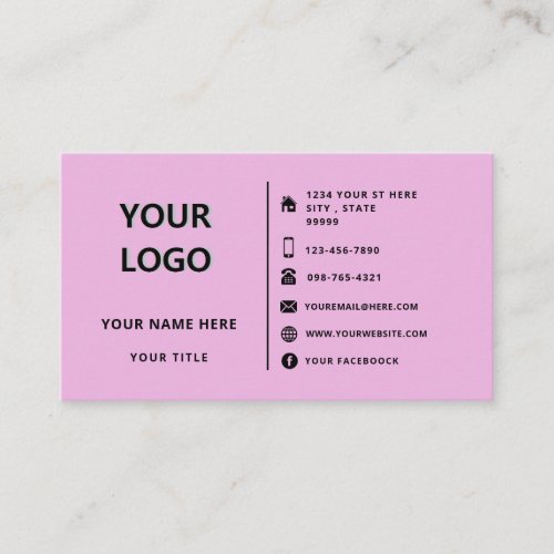 Professional Logo Design Corporatie Custom _ Pink Business Card