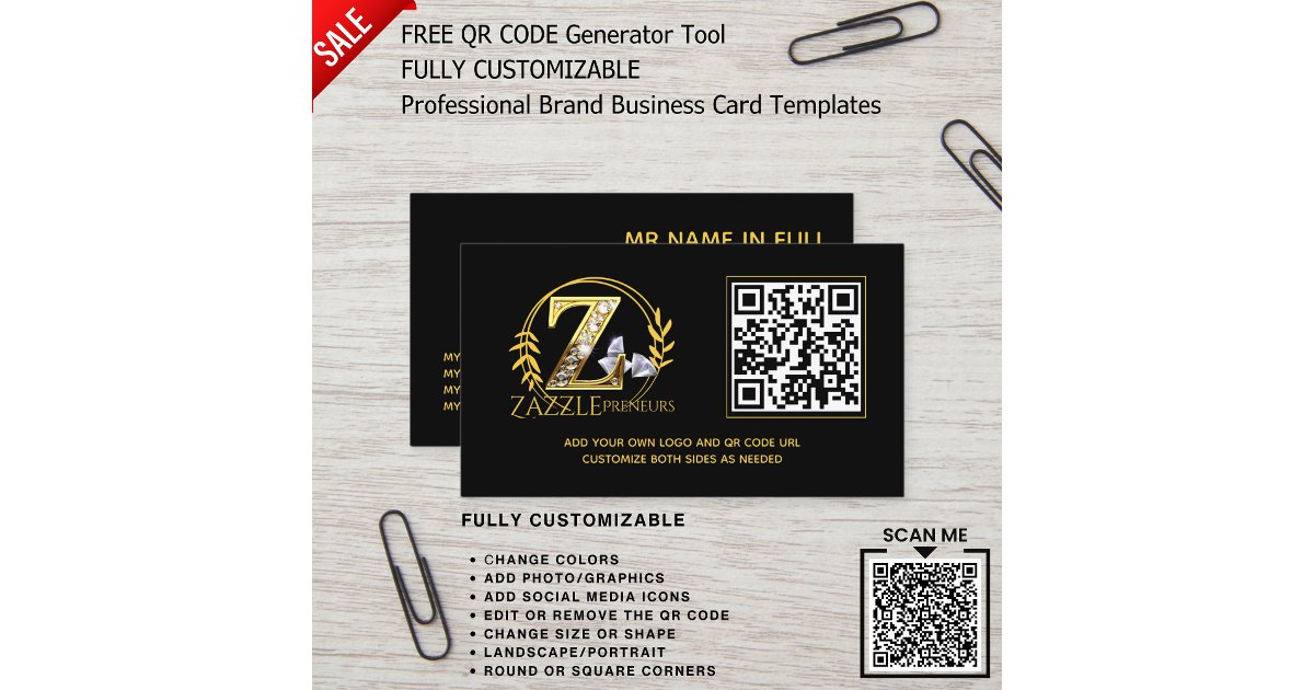 PROFESSIONAL LOGO DESIGN CUSTOM BRANDED QR CODE BUSINESS CARD | Zazzle