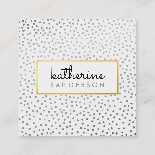 PROFESSIONAL LOGO EMBLEM modern faux gold silver Square Business Card (Front)