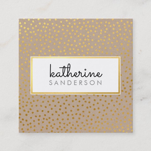 PROFESSIONAL LOGO EMBLEM modern kraft faux gold Square Business Card (Front)