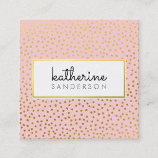 PROFESSIONAL LOGO EMBLEM modern pink faux gold Square Business Card