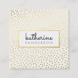 PROFESSIONAL LOGO EMBLEM modern white faux gold Square Business Card